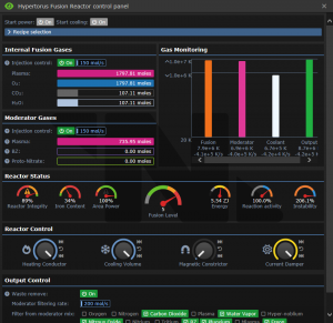 Hypertorus Fusion Reactor interface with dials set in a way to enable it to recover from melting down.